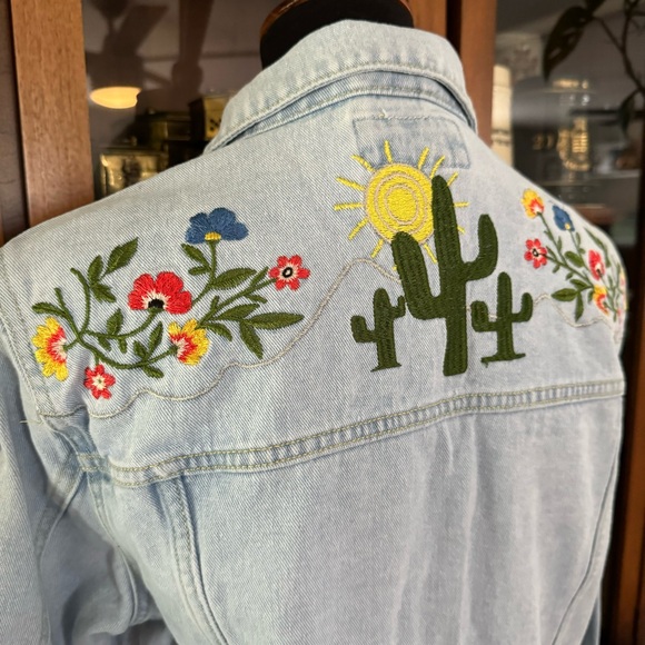 Forever 21 Denim Cactus & Floral Embroidered Jacket - Picture 5 of 7